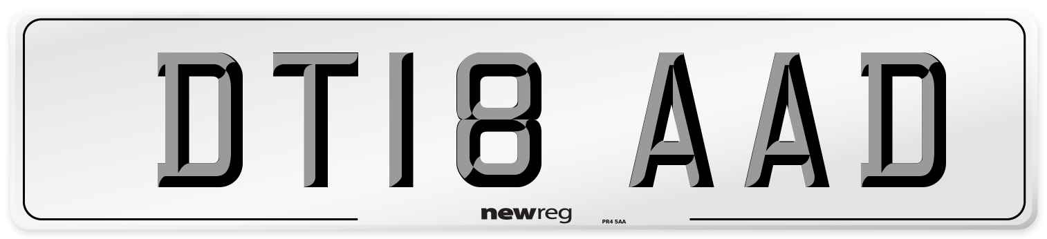 DT18 AAD Number Plate from New Reg